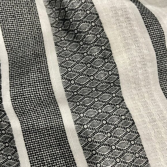 MISA LOS ANGELES TOP GRAY WHITE KLEA STRIPES RUFFLES ONE SHOULDER CHIC Sz S - Picture 10 of 10